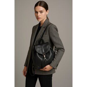 Vintage Coach Leather Drawstring Backpack Black Full Grain Leather